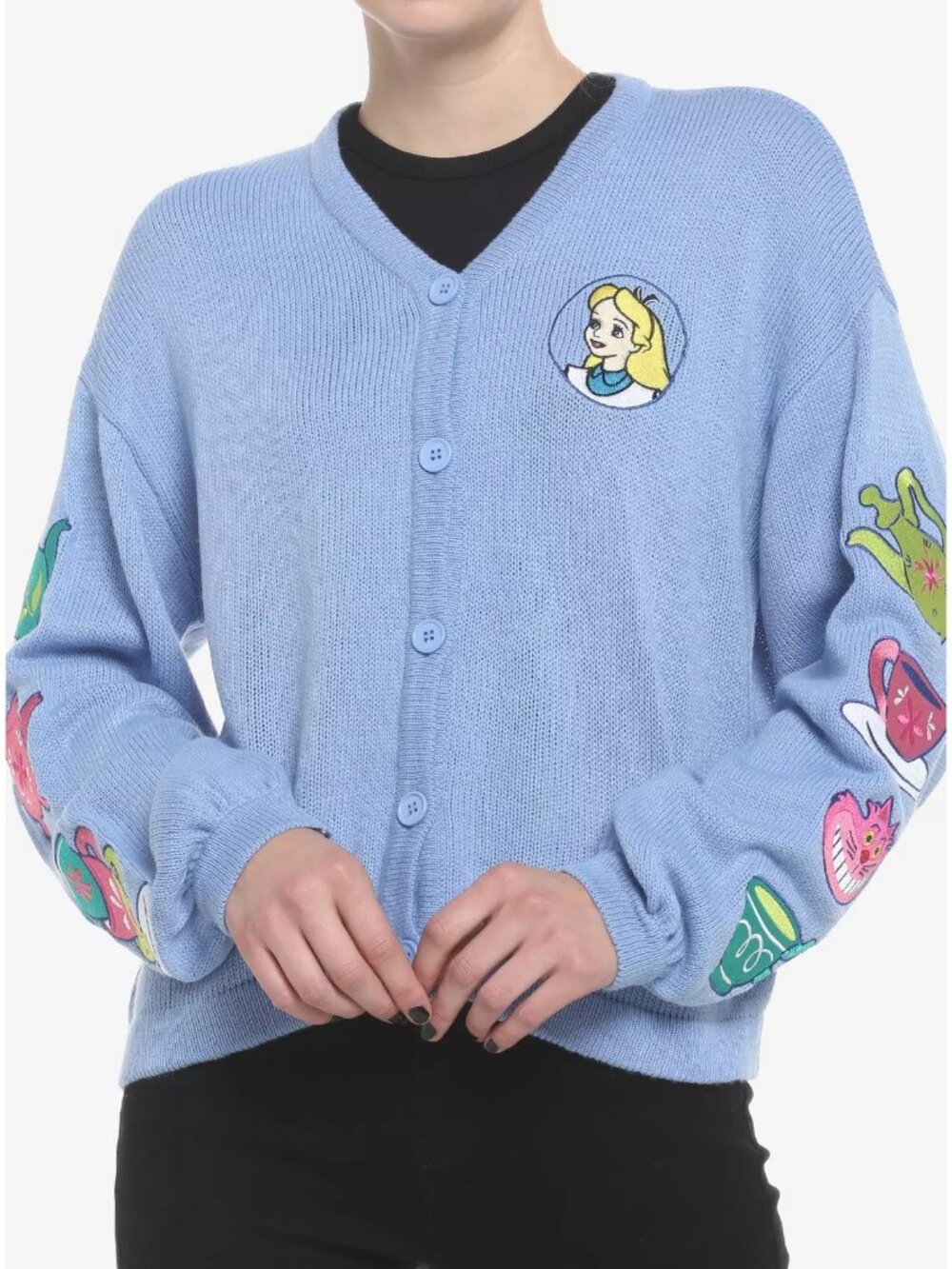 Hot Topic Disney Alice In Wonderland Embroidered Cardigan Size Large NWT